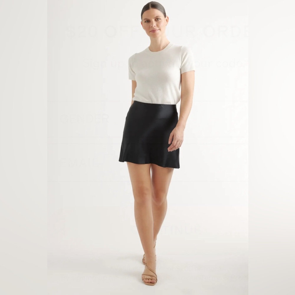 Quince washable silk black mini skirt